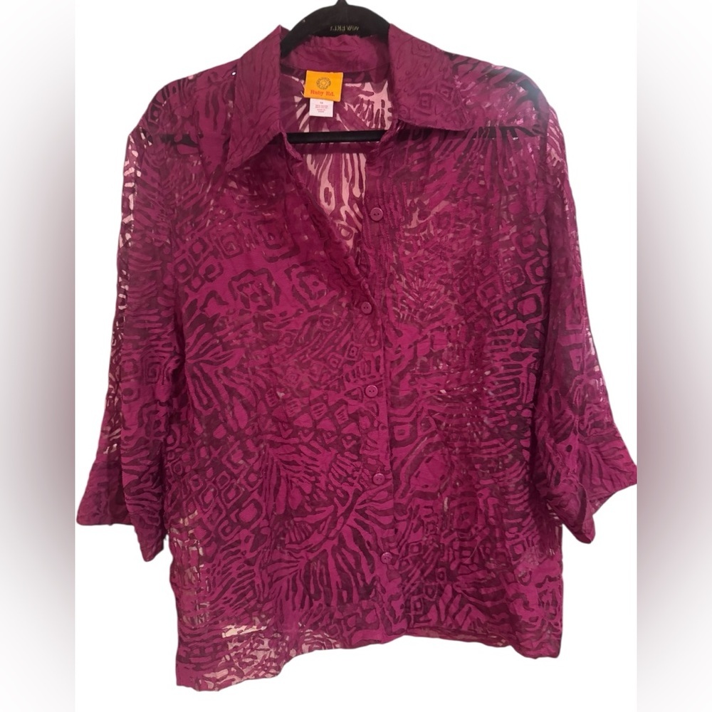 Ruby Rd. Sheer Magenta Blouse